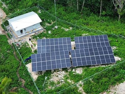 Solar panels beside a building in Sumba, Indonesia